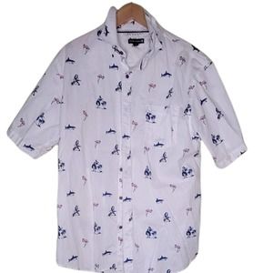 Ocean Current Short sleeve button up Shark Shirt
